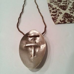 Necklace Cross Spoon Art Handmade 15" long NEW